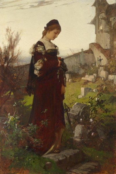 Girl in a Cemetery by Sándor Liezen Mayer